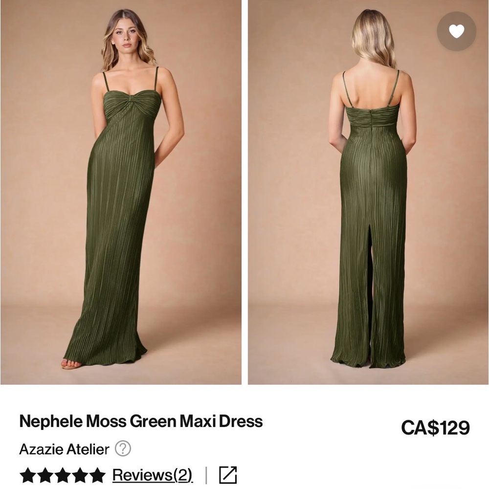 Azazie Moss Green Pleated Maxi Dress